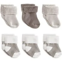 LaLoona Kurzsocken Natur Baby Socken Set (0-3 Monate) 6 Paar warme Babysöckchen Erstlingssocken