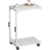 WLIVE Beistelltisch Höhenverstellbar, C Form Sofatisch mit Rollen, Kleiner Couchtisch (1 Tisch), mit 2 Etagen Ablagefach, fürs Wohnzimmer, Schlafzimmer, Balkon