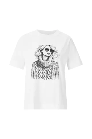 Rich & Royal - Easy Fit T-Shirt Woman Print white - Gr. - XS