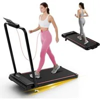 Dskeuzeew Laufband - Klappbares Laufbänder mit 7 % Steigung – 3-in-1-Laufband (mit Armlehnen und LED-Display - Lauffläche 38,5 x 90 cm), Walking Pad 1–8 km/h einstellbar - Motor 2,5 PS - Bis 130 kg