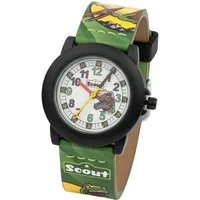 Scout Quarzuhr Kinderuhr 164000013 Dinosaurier Lernuhr Grün Kunstlederband 30 mm