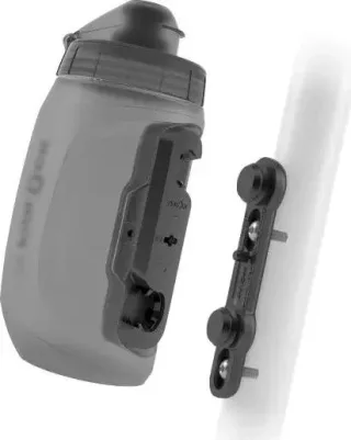 Fidlock Twist Antibacterial Trinkflasche inkl. magnet-mechanischem Flaschenhaltersystem für Fahrradrahmen transparent schwarz/hellgrüne Staubkappe 450 ml