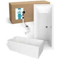 Calmwaters Badewanne Modern Select, Duowanne, 170 x 75 cm, Acryl, Wannenträger, Ablaufgarnitur, 99000157