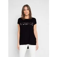 bonprix Longshirt hinten länger geschnitten, Kurzarm, mit Metallic-Druck