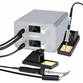 HandSkit EDP-122 Dual Electric Desoldering Soldering Station 120W AC 100-240V 150-480°C OLED Dual Display T12 Soldering