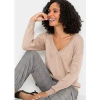 bonprix Strickpullover kuschelweiches Material, Oversize-Passform, V-Ausschnitt