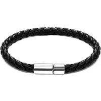 YouBella Armband Lederarmband Herren – Schwarz – Nickelfrei & Retro Stil (Armband, Schwarzes Lederarmband für Männer & Jungen mit Schiebeverschluss)