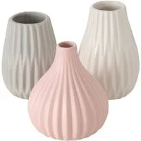 BOLTZE GRUPPE GmbH Dekovase Vase Wilma H14 cm Ø 8cm Steingut grau/rosa/weiß 3er-Set
