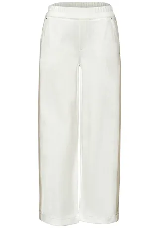 Street One - Stoffhose im Straight Fit beige/weiß - Gr. - 28
