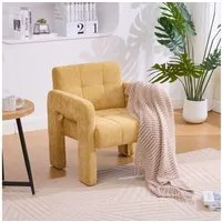 KLAM HOME Sessel Moderner minimalistischer Sessel mit Polster (Bequemer Chenille Sessel mit Armlehnen), Skandinavischer Wohnzimmer Sessel für Entspannung und Komfort
