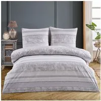 Buymax Bettwäsche Luxury, Renforcé, 2 teilig, Bettbezug-Set 100% Baumwolle 155x220 cm Reißverschluss gestreift Lila