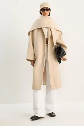 Oversized Schal-Kragen Knopfmantel