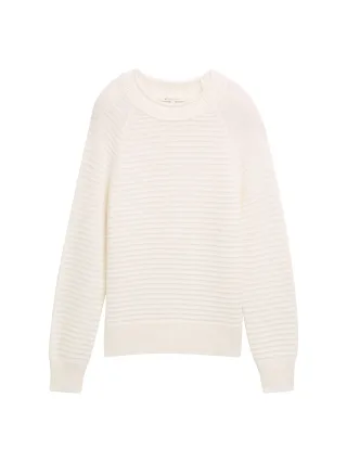 Denim Tom Tailor - Strickpullover mit Struktur off white - Gr. - XL