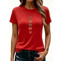PYLIKE Print-Shirt Damen Bequemes Sommer T shirt mit Ausgefallene Druck Gildan 180G