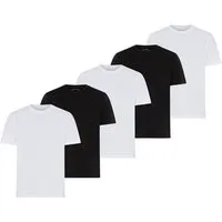 Man's World Rundhalsshirt (5er-Pack) Kurzarm, Regular Fit, unifarben, Rundhals, aus Baumwolle
