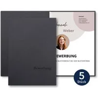 STRATAG Bewerbungsmappe Lemani® IMPULS - 5 Stück 1-teilig mit 1 Klemmschiene (Set, 5-St., Premium-Qualität mit hochwertiger Prägung Bewerbung), direkt vom Hersteller STRATAG - handgefertigt in Deutschland