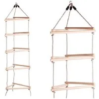 Gartenpirat Strickleiter mit 5 Ebenen 2 m mit Holzsprossen Strickleiter für Kinder