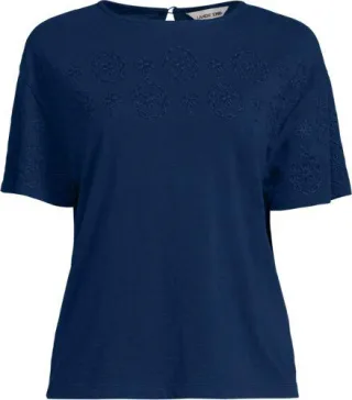 Flammgarn-Shirt mit Stickereien, Damen,  Blau, Baumwolle, by Lands' End