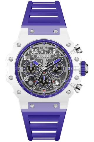 Invicta Racing 69683 Herrenuhr - Quarzwerk - Acryl mit silbernem Zifferblatt - 43 mm