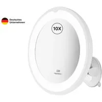Fantasia Badspiegel Saugnapfspiegel weiß mit 10-fach Vergrösserung und LED-Beleuchtung (1-St), 10-fach Vergrösserung, mit Saugnapf