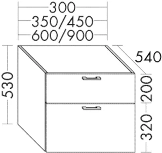 Burgbad Unterschrank System 30 Preisgruppe 2 Echo 520x300x540 Eiche Dekor Nachtschwarz, WVIS030F7321 WVIS030F7321