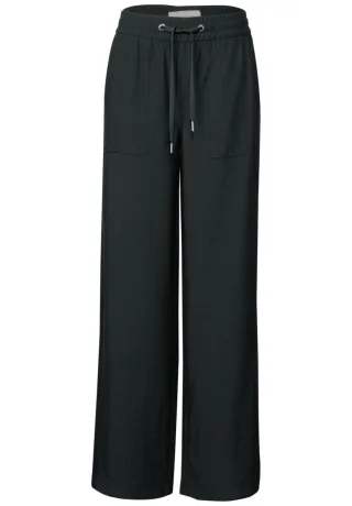 Street One - Wide Leg Crepe Hose grün - Gr. - 34/30