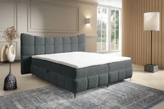 Boxspringbett Bett Schlafzimmerbett NOVA 120x200cm Stoff Rolf Dunkelgrau