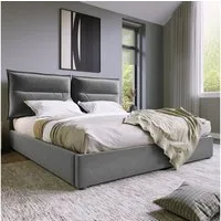 Ulife Boxspringbett Grau Polsterbett hydraulisch Doppelbett Funktionsbett 140x200cm Samt, mit Lattenrost, verstellbarem Kopfteil