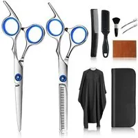 TUWENA Haarschere Friseurschere Set 10-teilig, 6.7Zoll Haarschere & Effilierschere Profi, (10-tlg), Inkl. Schere Haare Schneiden, Bartscherschere, Frisörumhang & Zubehör