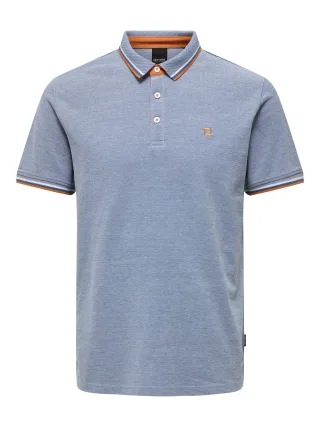 ONLY&SONS - ONSFLETCHER LIFE SLIM SS POLO NOOS Blau - Gr. - S