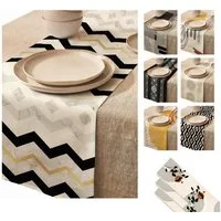 LIVINA HOME Tischläufer Premium Tischdecke abwaschbar, Tischband, moderne Leinenoptik Decke, Tischtuch, Gartentischdecke, Tafeltuch, Oster Deals Sale!