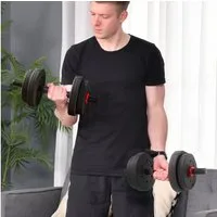 HOMCOM Hantel-Set 15 kg professionell Dumbbell Krafttraining und Gewichtheben, (Kurzhantel, Langhantel), für Zuhause Fitness