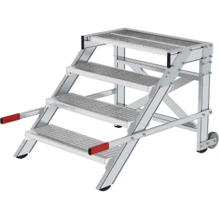 Munk Arbeitspodest fahrbar, Stufenbreite 800 mm, Stahl-Gitterrost - 050436