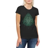 Urban Backwoods Print-Shirt Green Lotus And Prayer Beads Damen T-Shirt Sutra Tantra OM Shiva (1-tlg) Buddhismus Buddha Pilates Yoga