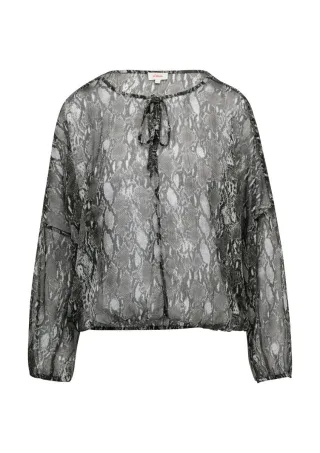 s.Oliver Red Label - Transparente Bluse mit All-over-Print grau - Gr. - 40