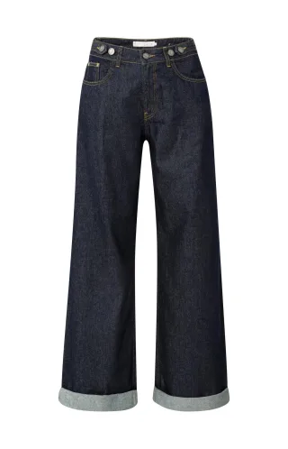 Yaya - Loose Fit Denim mit hochgekrempeltem Saum und hoher Taille (L32) blau - Gr. - 34