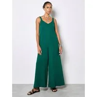 Apricot Jumpsuit Jumpsuit aus strukturierter Baumwolle mit weitem Bein