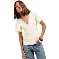 Friends Like These V-Shirt Friends Like These Top mit V-Ausschnitt und Spitze (1-tlg)