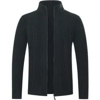 Allthemen Cardigan Herren Strickjacke mit Reißverschluss Grobstrick mit Stehkragen