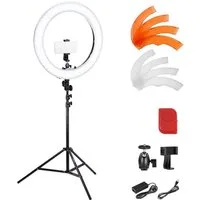 Neewer Ringlicht RL-18 18" LED Ringlicht mit Ständer und Blitzschuhadapter, Dimmbar, mit Bluetooth Fernbedienung, für Studio Portrait YouTube TikTok