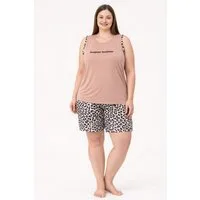 fashionshowcase Pyjama Damen Hausanzug große Größen – Schlafanzug mit Shorts & ärmellosem Top