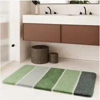 Homie Living Badematte Rio Marina, Höhe 30 mm, rutschhemmend beschichtet, schnell trocknend, fußbodenheizungsgeeignet, Polyester, rechteckig, flauschiger Badteppich, modern gestreift, waschbar, Badezimmerteppich