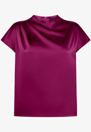 zero - Satinbluse mit Stehkragen magenta purple - Gr. - 40