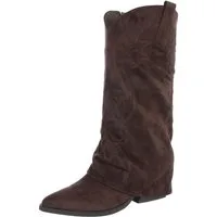 Ital-Design Damen Westernstiefel kniehoch mit Blockabsatz Westernstiefel (92299867) Blockabsatz Stiefel in Braun