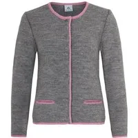 Isar-Trachten Trachtenstrickjacke Trachten Strickjacke - TAHNEE - dunkelblau, hellgrau