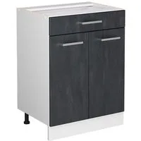 Vicco Unterschrank R-Line, Schwarz Beton/Weiß, 60 cm ohne Arbeitsplatte (1-St)
