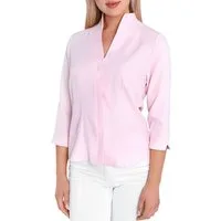 HEVENTON Klassische Bluse 3/4-Ärmel, Business-Bluse mit Kelchkragen, bügelleicht