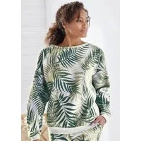 LASCANA Sweater Loungeshirt mit Allover-Blätterdruck, Loungewear
