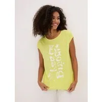 bonprix Longshirt aus Baumwolle, mit modischem Druck, Slim Fit, Kurzarm-Design