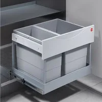 Hailo Einbaumülleimer AS Raumspar Tandem S plus - 18L/12L 3644801, Vollauszug mit Ausfahrautomatik